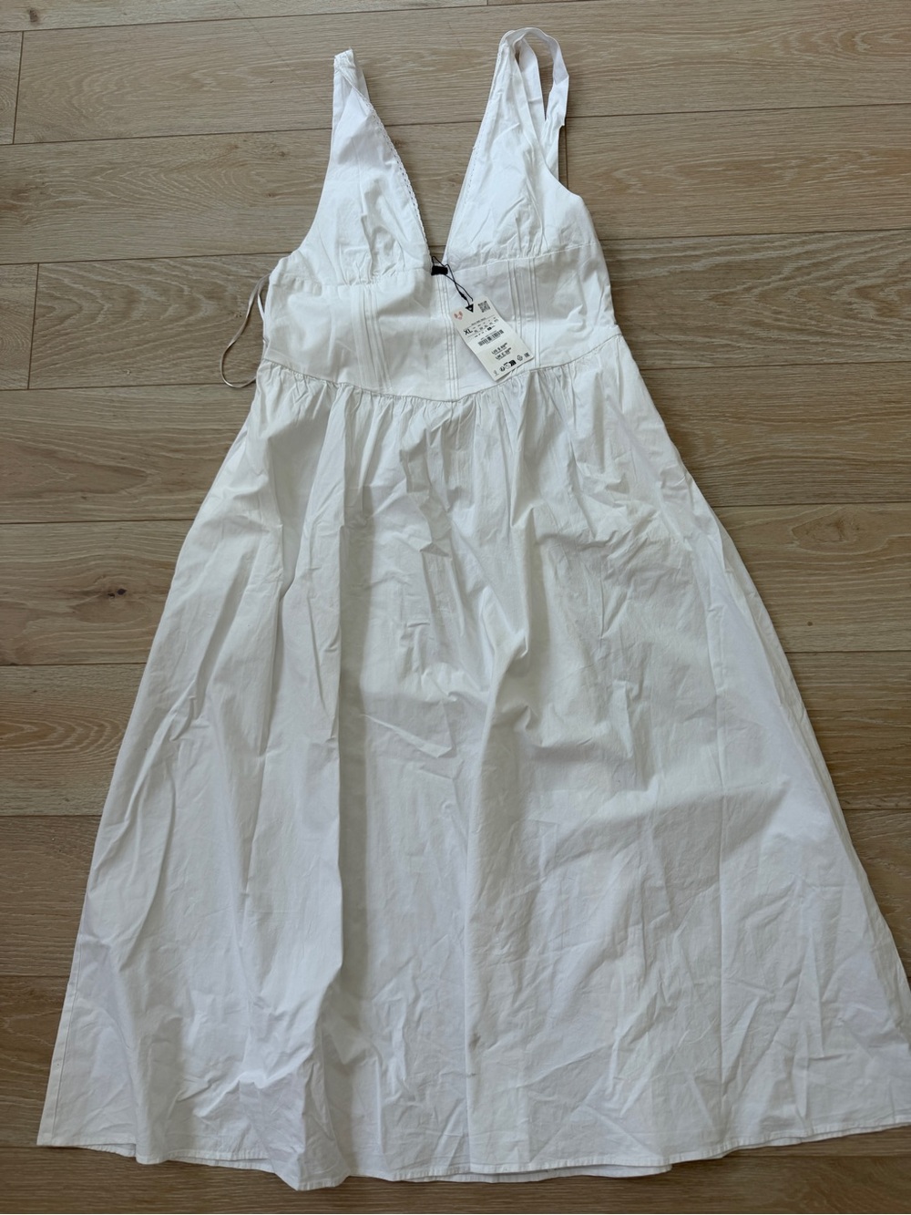 White Tie Shoulder Midi Dress – Size XL  NWT